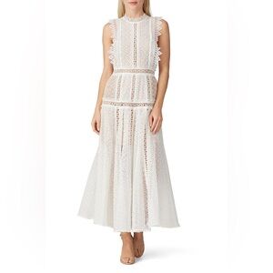 Self-Portrait White Lace Midi Dress